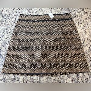 LOFT Chevron Patterned Black and Tan A-Line Skirt